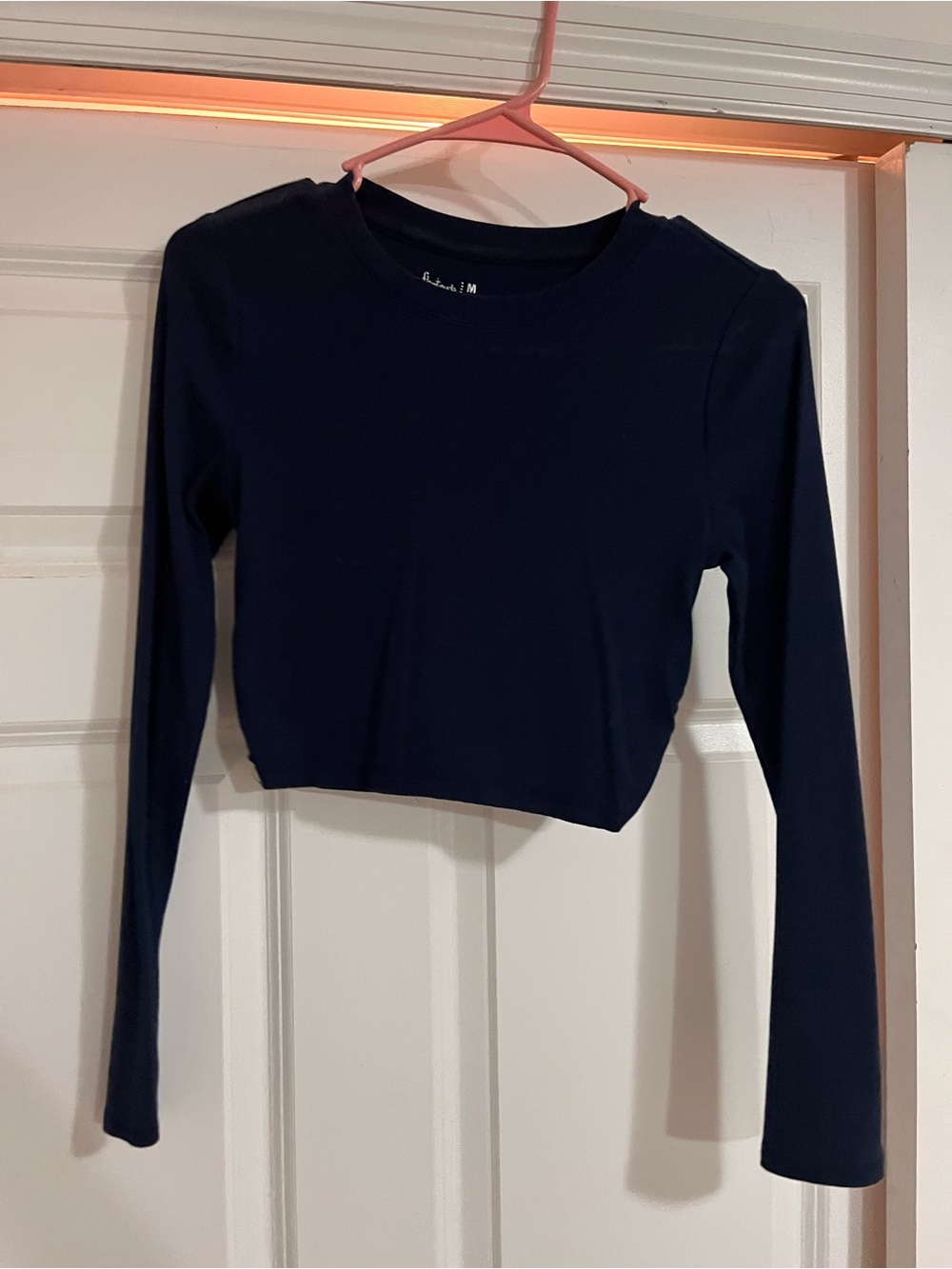 Dry Goods Navy Long Sleeve Cropped Top